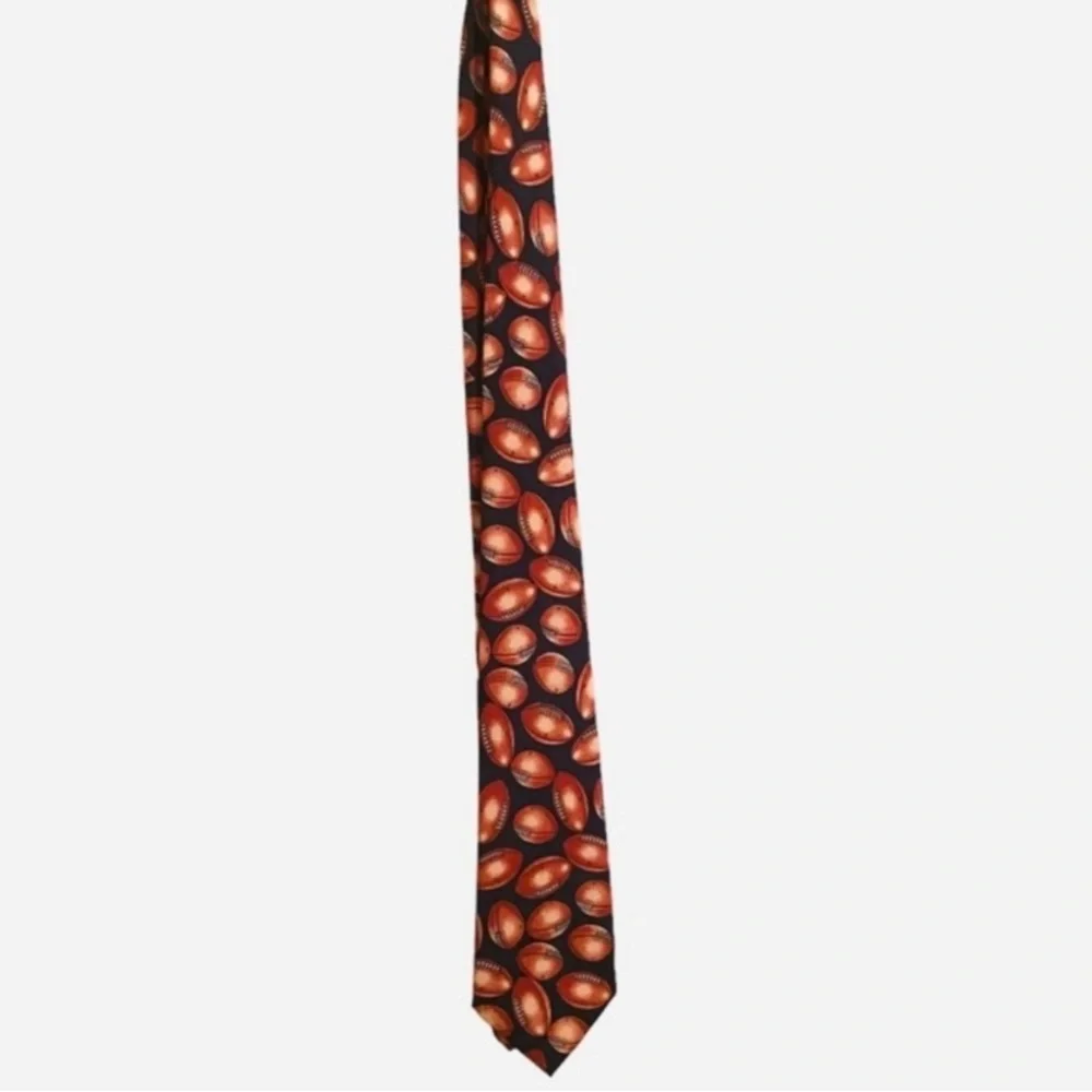 Florence Men's Novelty Football Pattern Necktie Blue Brown Sports Fan Coach Gift